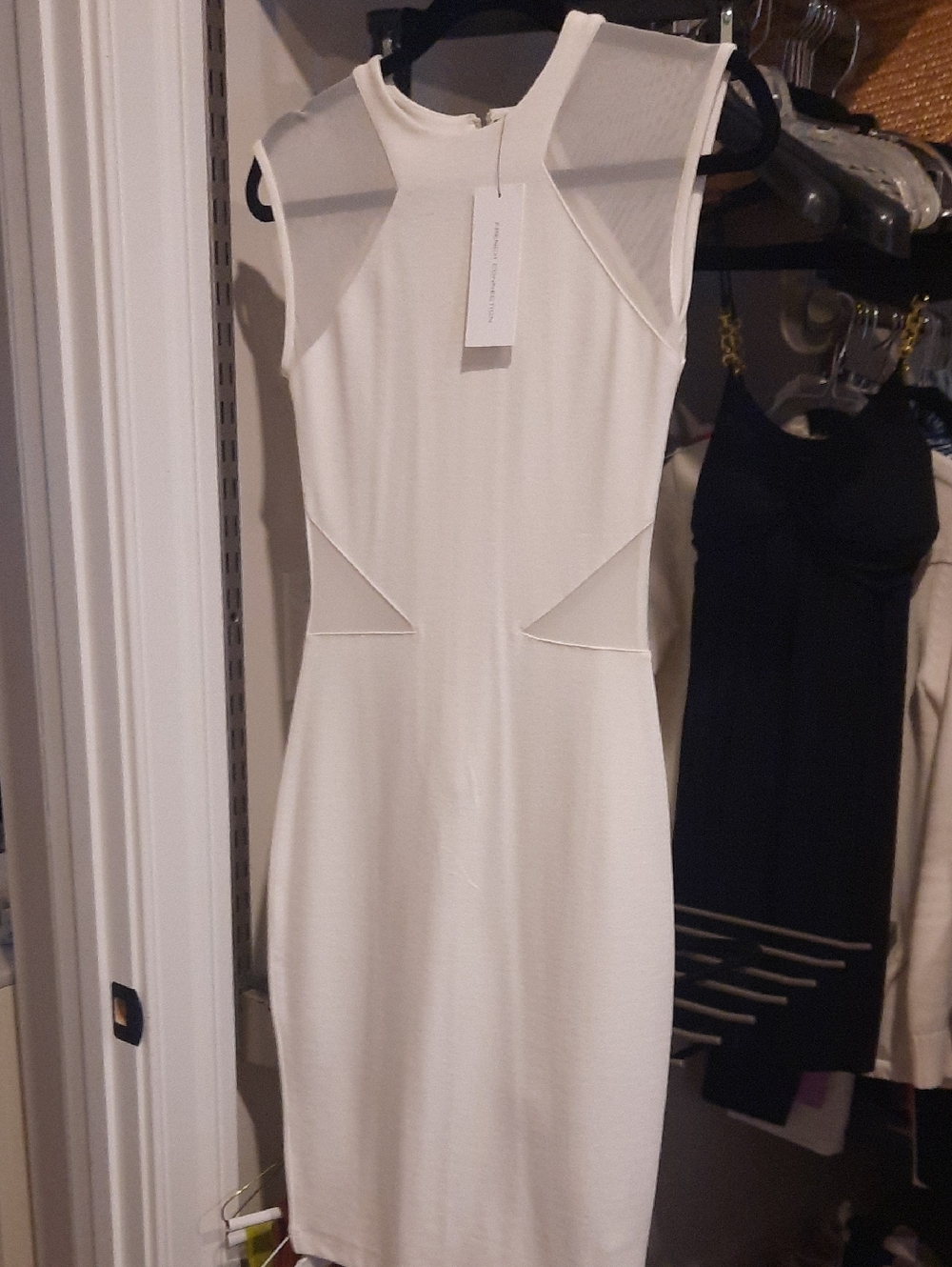 French Connection Summer White Cream Sleeveless Midi Sheath Dress